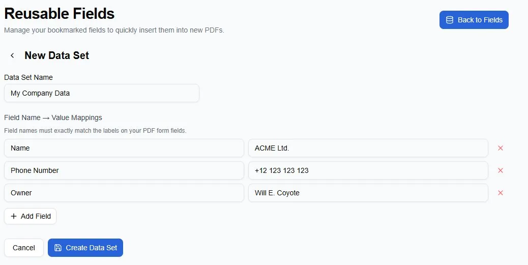 Data set creation